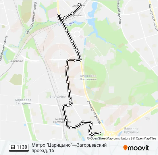 Автобус 1130: карта маршрута