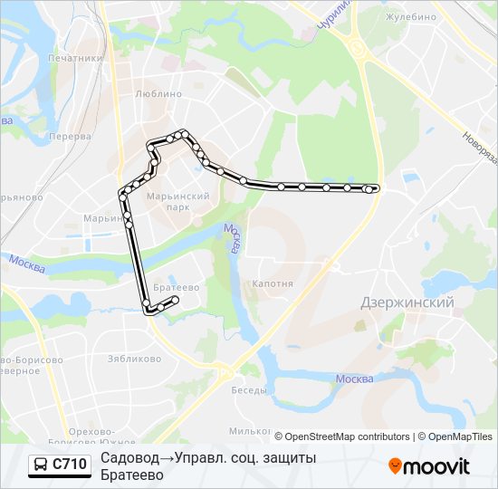 Автобус С710: карта маршрута