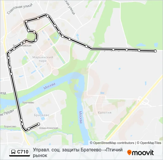 Автобус С710: карта маршрута