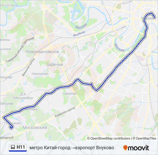 Автобус Н11: карта маршрута