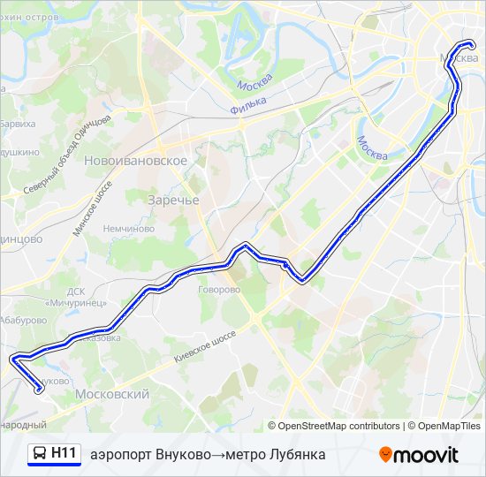 Автобус Н11: карта маршрута