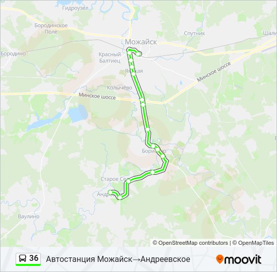 Автобус 36: карта маршрута