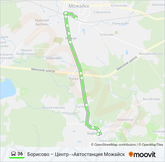 Автобус 36: карта маршрута