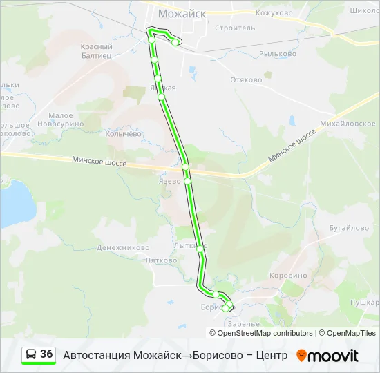 Автобус 36: карта маршрута