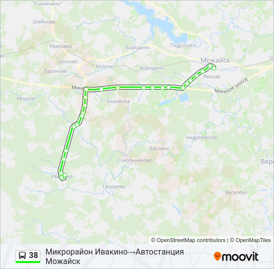 Автобус 38: карта маршрута