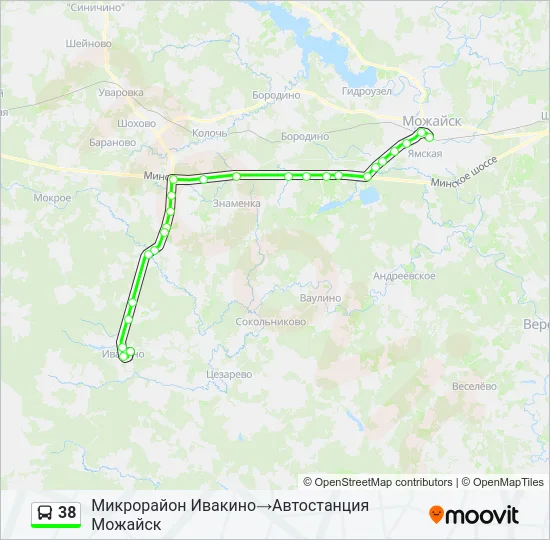 Автобус 38: карта маршрута