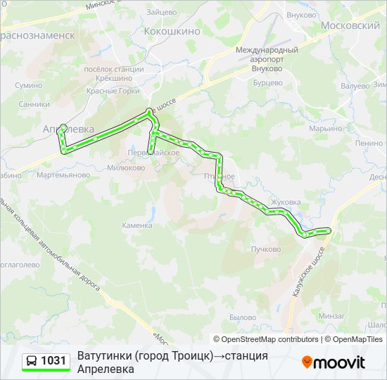 Автобус 1031: карта маршрута