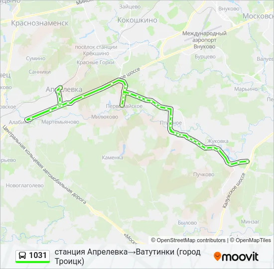 Автобус 1031: карта маршрута