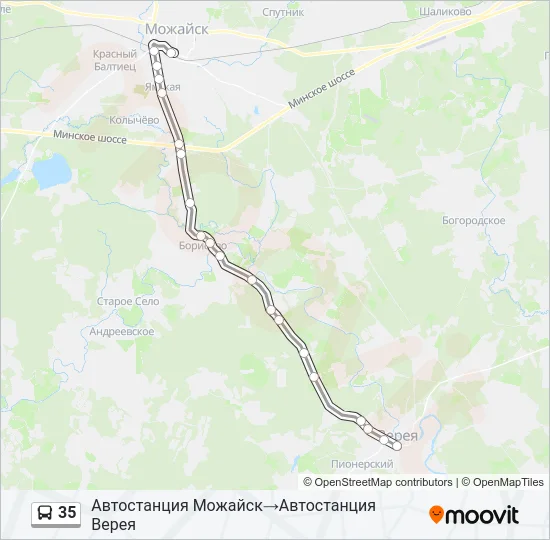Автобус 35: карта маршрута