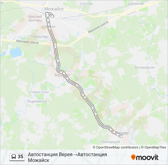 Автобус 35: карта маршрута