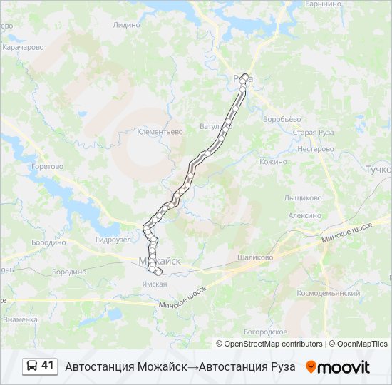 Автобус 41: карта маршрута