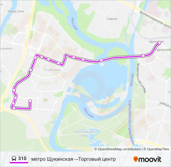 Автобус 310: карта маршрута