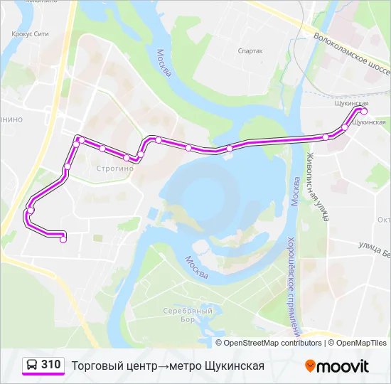 Автобус 310: карта маршрута