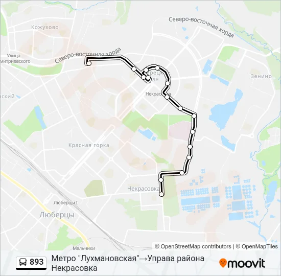 Автобус 893: карта маршрута