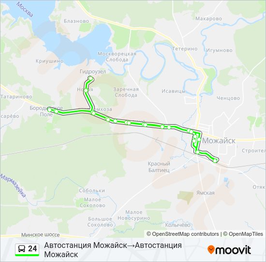 Автобус 24: карта маршрута