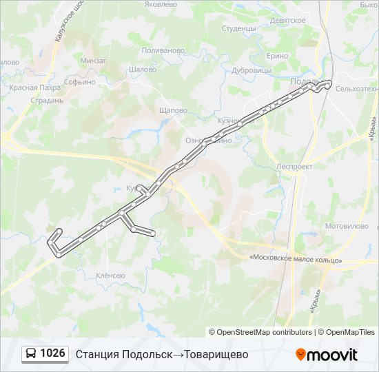 Автобус 1026: карта маршрута