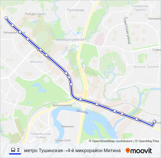 Автобус 2: карта маршрута