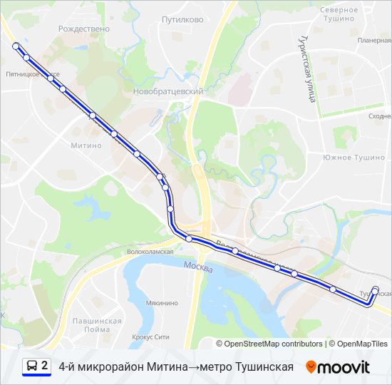 Автобус 2: карта маршрута