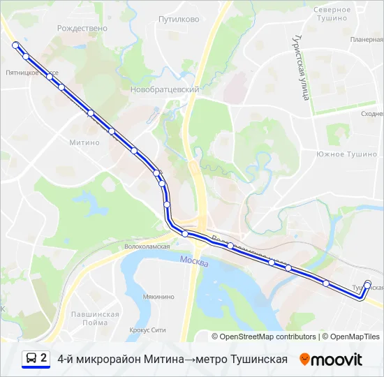 Автобус 2: карта маршрута