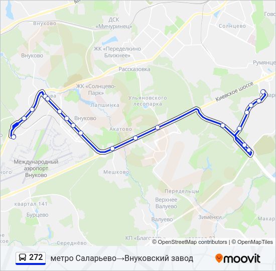 Автобус 272: карта маршрута