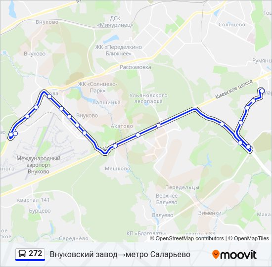 Автобус 272: карта маршрута