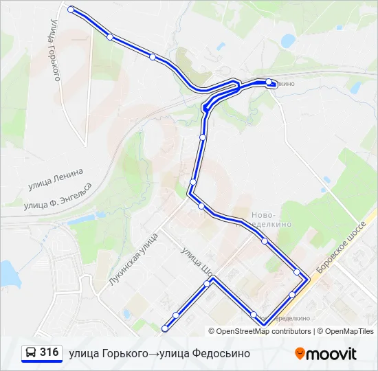 Автобус 316: карта маршрута