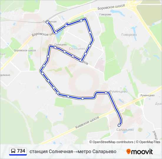 734 Bus Line Map