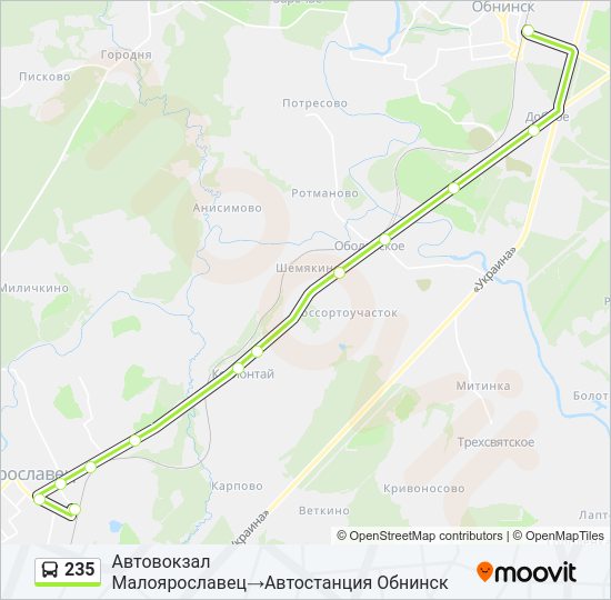 Автобус 235: карта маршрута