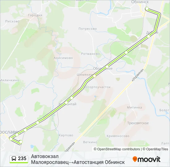 Автобус 235: карта маршрута