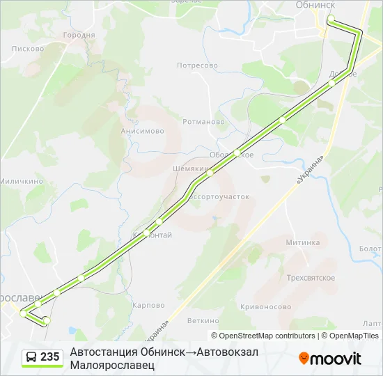 Автобус 235: карта маршрута