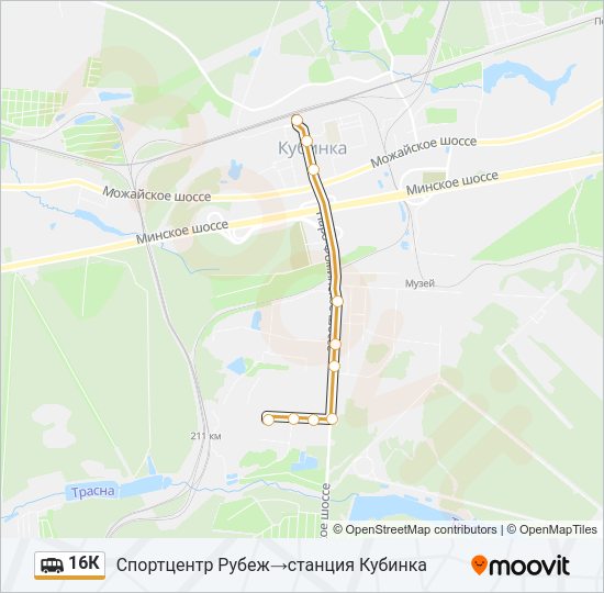 Маршрутка 16К: карта маршрута
