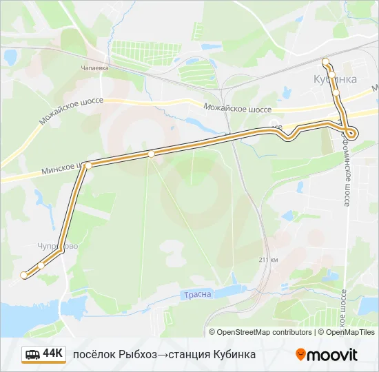 Маршрутка 44К: карта маршрута