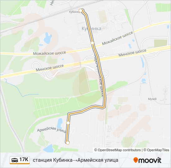 Маршрутка 17К: карта маршрута