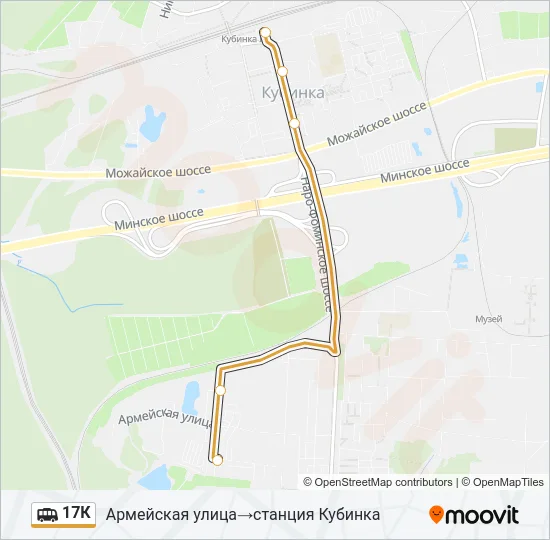 Маршрутка 17К: карта маршрута
