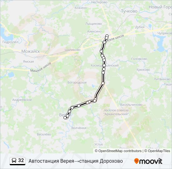 Автобус 32: карта маршрута