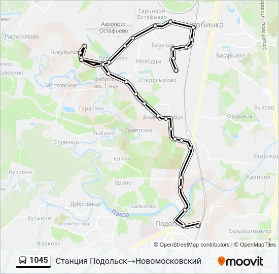 Автобус 1045: карта маршрута