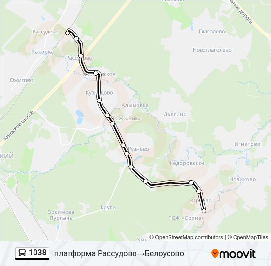 Автобус 1038: карта маршрута