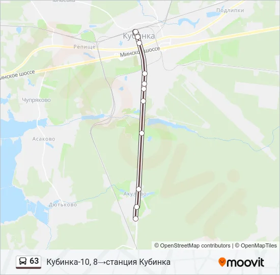 Автобус 63: карта маршрута