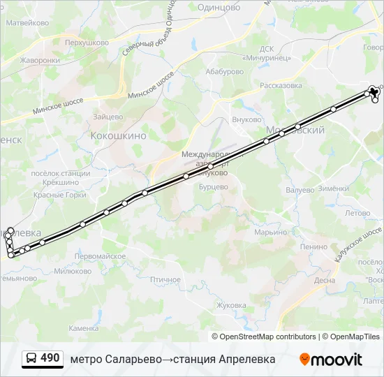 Автобус 490: карта маршрута