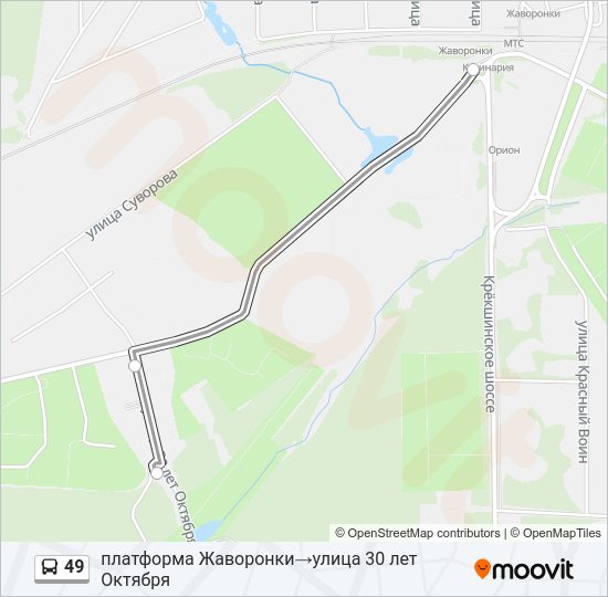 Автобус 49: карта маршрута