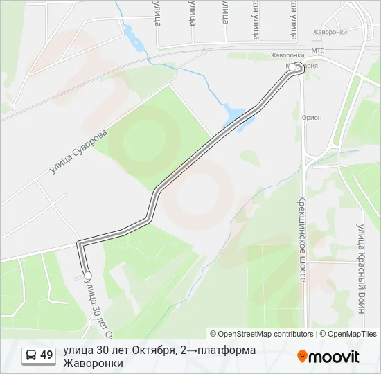 Автобус 49: карта маршрута