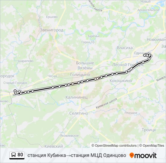 Автобус 80: карта маршрута