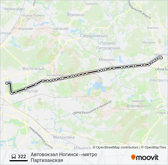 Автобус 322: карта маршрута