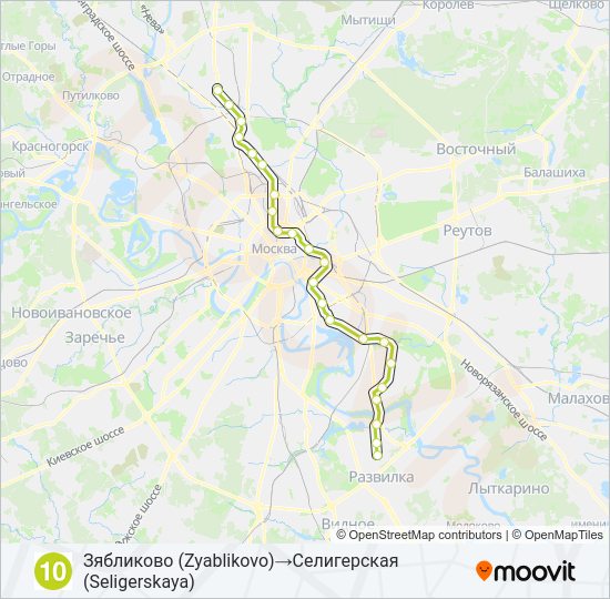 Метро 10: карта маршрута