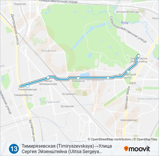 Метро 13: карта маршрута