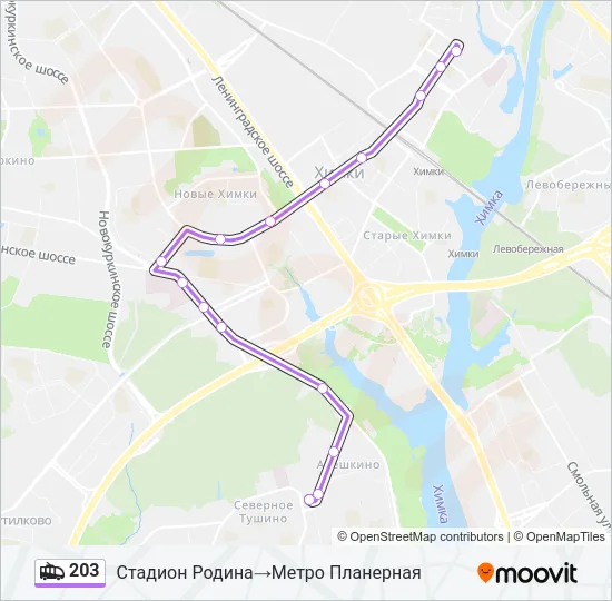 Троллейбус 203: карта маршрута