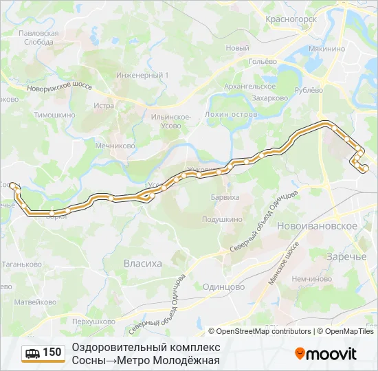 Маршрутка 150: карта маршрута