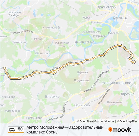 Маршрутка 150: карта маршрута