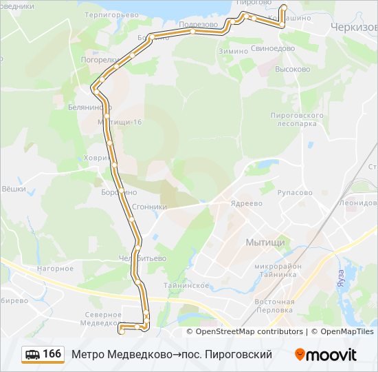 166 shuttle Line Map