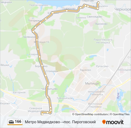 Маршрутка 166: карта маршрута
